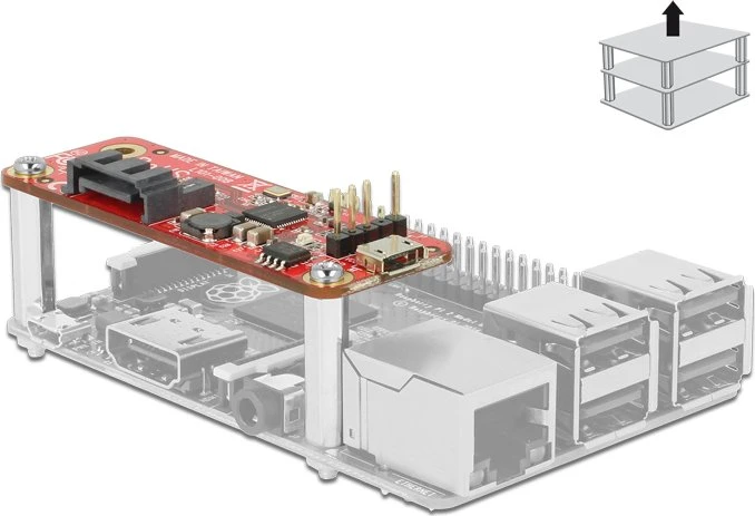 DeLOCK Konverter Raspberry Pi USB Micro-B Buchse, USB 2.0 auf SATA 6Gb/s Controller