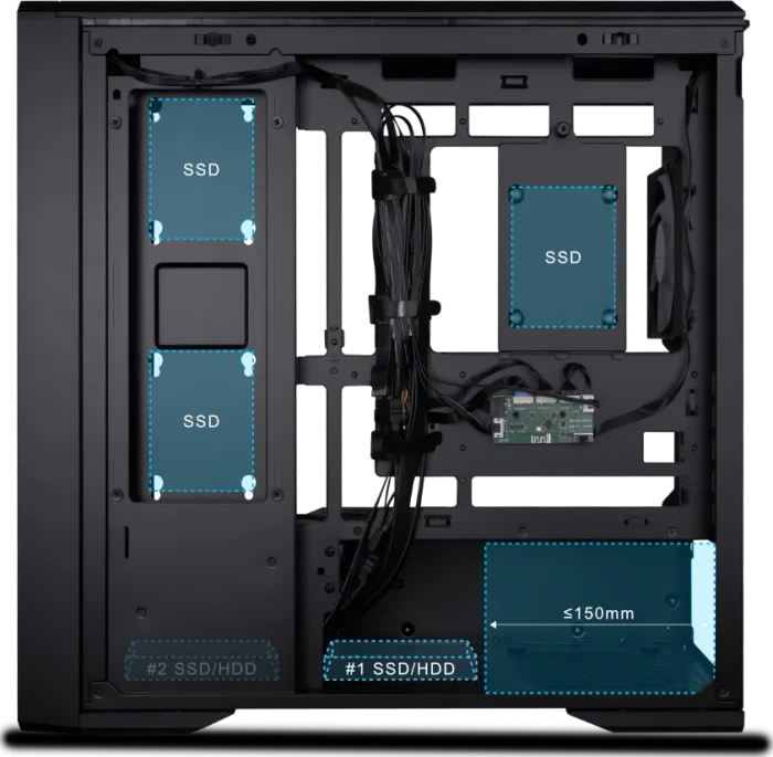 Lian Li Vector V150 INF, schwarz, Glasfenster
