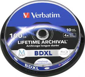 Verbatim M-DISC BD-R XL 100GB, 4x, 10er Spindel, printable
