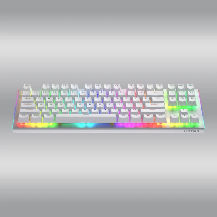 Hator Gravity X TKL Wired, weiß/silber, LEDs RGB, Aurum Orange rev.2.0, USB, US