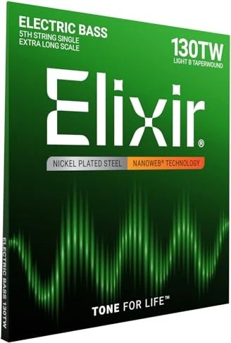 Elixir Electric Bass Nickelwound Nanoweb Light B Extra Long Scale TaperWound