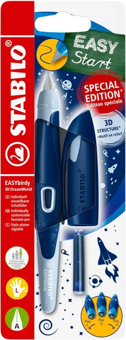 STABILO EASYbirdy 3D DreamWorld blau, linke Hand, Anfänger, Blister