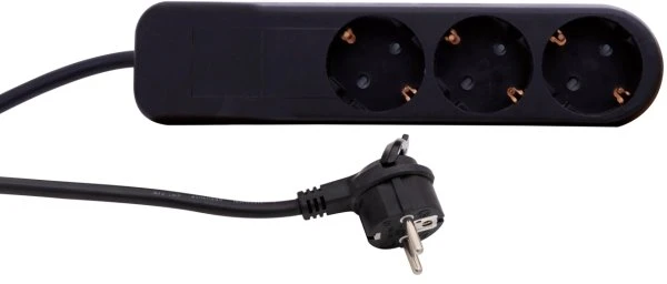 REV Ritter ICE Steckdosenleiste mit Winkel-Flachstecker, 3-fach, 1.4m, schwarz