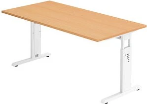 Hammerbacher Ergonomic O-Serie OS16/6/W Schreibtisch 160x80cm Buche/weiß