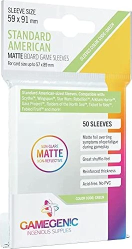Gamegenic Matte Board Game Sleeves Green transparent, 50 Stück