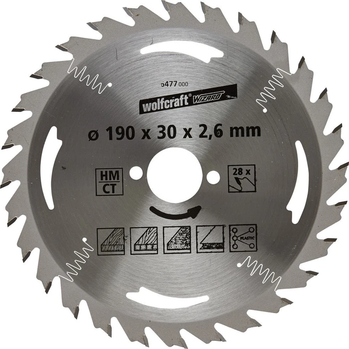 Wolfcraft Serie Silber Kreissägeblatt 28Z, 190x2.6x30mm, 1 Stück