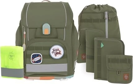Lässig Boxy Unique olive Schultaschen-Set, 7-tlg.