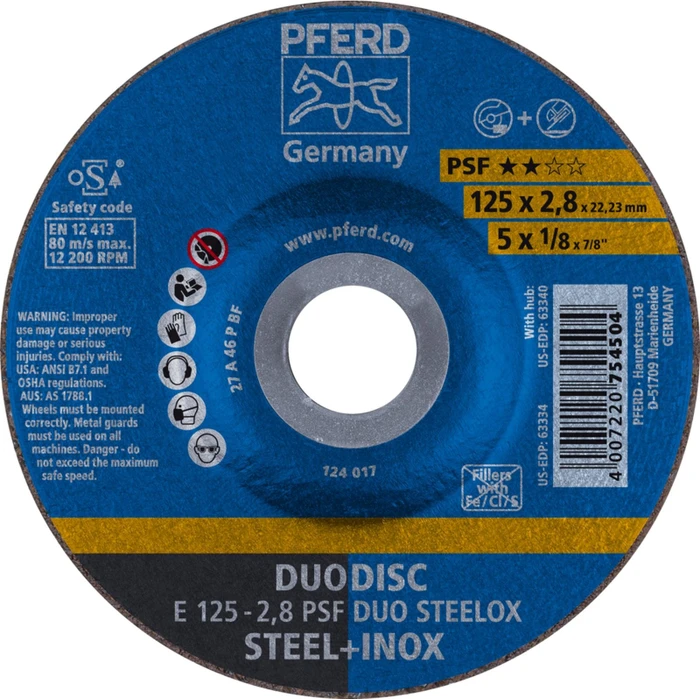 Pferd E 125-2.8 PSF DUO STEELOX Trennscheibe, 125x2.8x22.23mm, 10 Stück