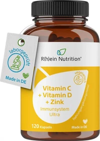 R(h)ein Nutrition Vitamin C + Vitamin D + Zink Immunsystem Ultra Kapseln, 120 Stück
