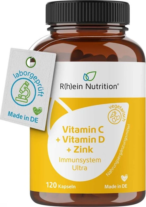 R(h)ein Nutrition Vitamin C + Vitamin D + Zink Immunsystem Ultra Kapseln, 120 Stück