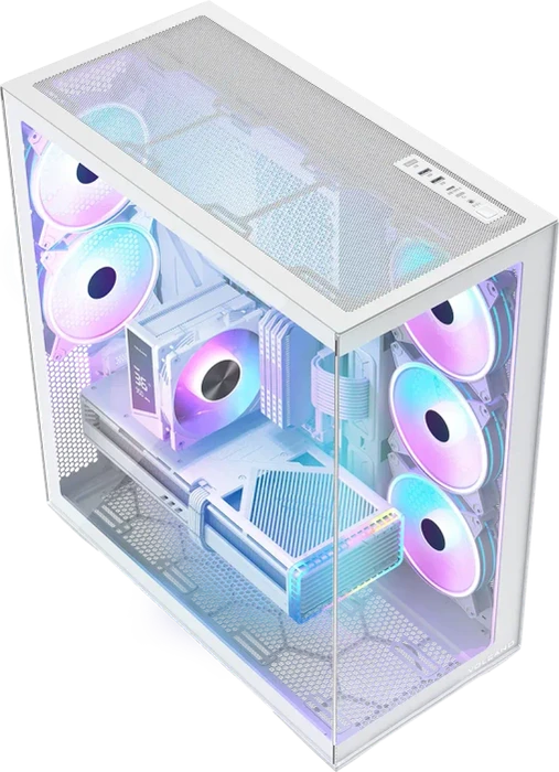 Modecom Volcano Space XL ARGB 5F White, weiß, Glasfenster