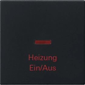 Gira System 55 Wippe mit Aufdruck "Heizung Ein/Aus", schwarz matt