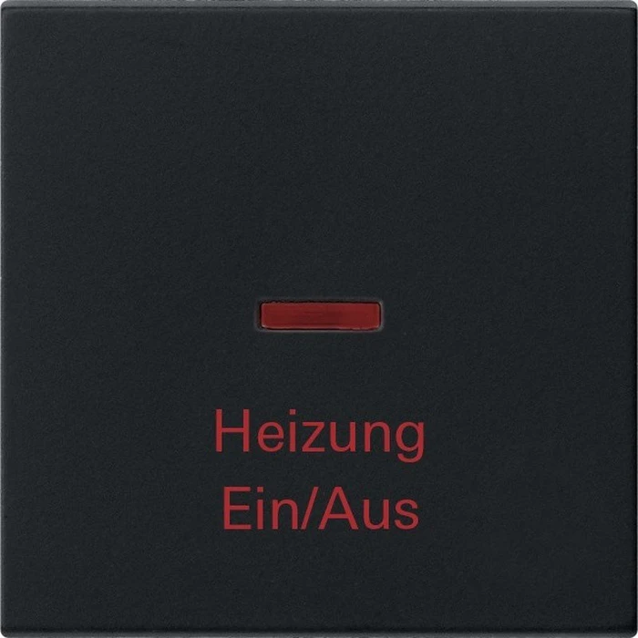 Gira System 55 Wippe mit Aufdruck "Heizung Ein/Aus", schwarz matt