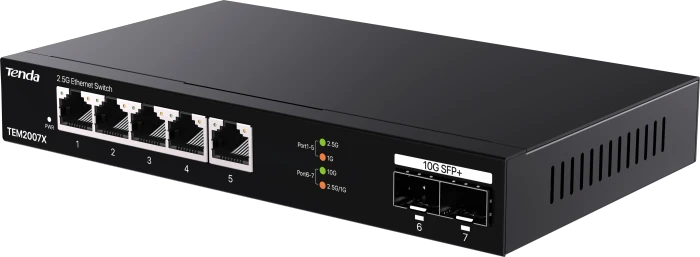 Tenda TEM2000 Desktop 2.5G Switch, 5x RJ-45, 2x SFP+
