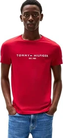 Tommy Hilfiger Logo-Stickerei Slim Fit T-Shirt kurzarm medium red (Herren)