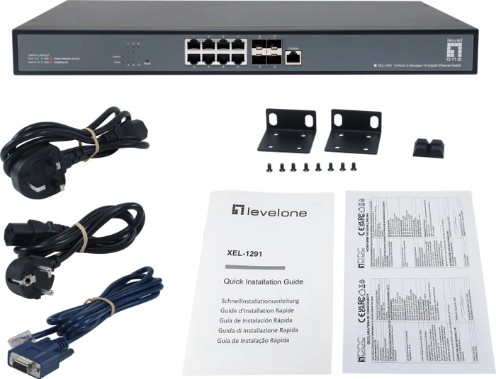 LevelOne XEL-1291 Rackmount 10G Managed Switch, 8x RJ-45, 4x SFP+