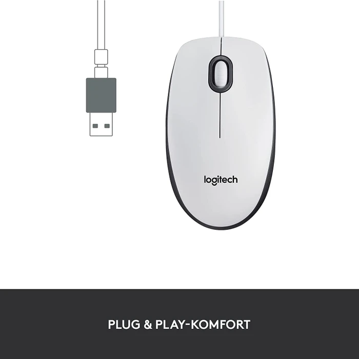 Logitech M100 Refresh 2022 Optical Mouse weiß, USB