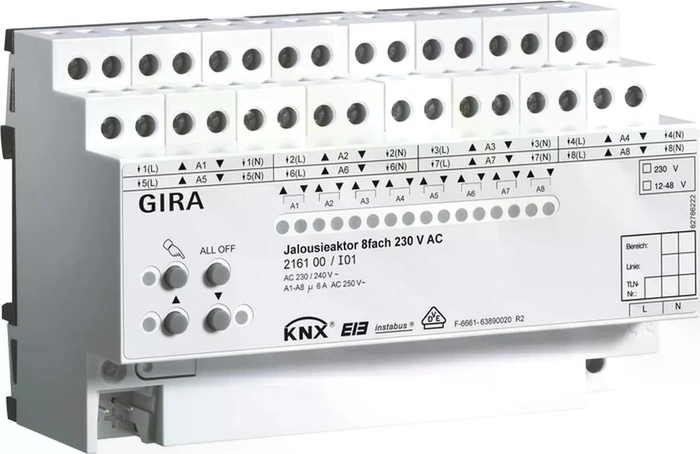 Gira KNX Jalousieaktor 8-fach 230V, 6A, 8TE REG, Schaltaktor