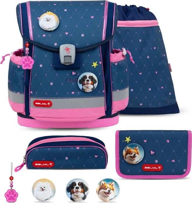 Belmil Classy Plus Hearts Schultaschen-Set, 4-tlg.