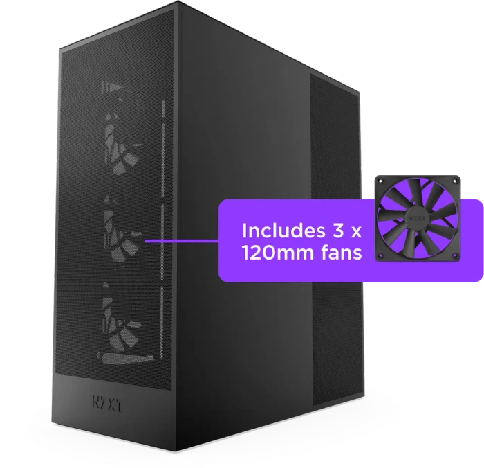 NZXT H7 Flow [2024] Matte Black, Glasfenster