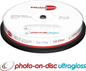 Primeon photo-on-disc ultragloss BD-R 25GB, 10x, 10er Spindel, printable