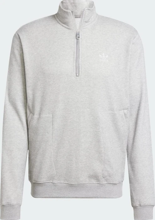 adidas Trefoil Essentials Waffle 1/2 Zip Sweatshirt medium grey heather (Herren)