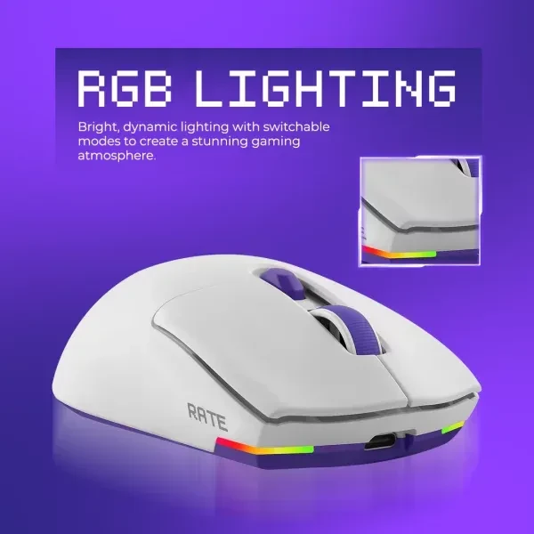 Proove Rate Special Edition Wireless Gaming Mouse, weiß/violett, USB/Bluetooth
