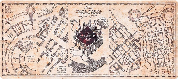 Grupo Erik Editores Harry Potter Karte des Rumtreibers XL, 800x350mm, Motiv beige/schwarz/rot