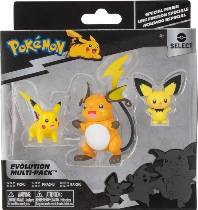 Jazwares Pokémon - Select Evolution Multi-pack Pichu, Pikachu, Raichu