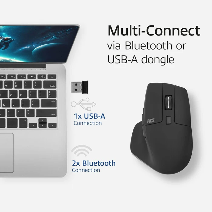Act Wireless Multi-Connect Mouse 2400dpi, schwarz, USB/Bluetooth