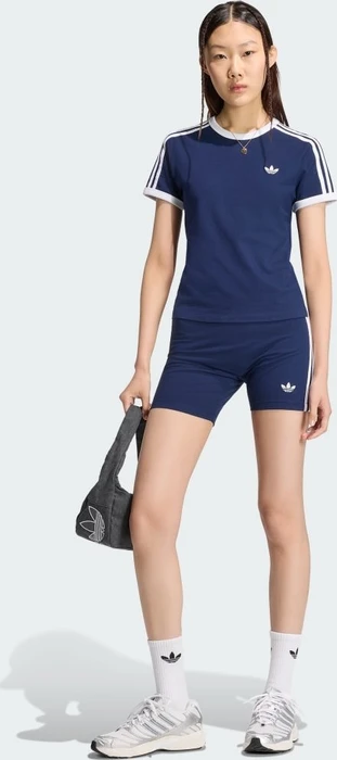 adidas 3-Streifen Slim T-Shirt kurzarm night indigo/white (Damen)