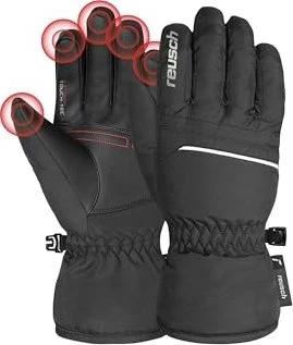 Reusch All Finger Touch Skihandschuhe schwarz/weiß/silber (Junior)