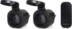 Smartwares SmarthomeBasic SH4-99651 IP44 schwarz, Outdoor-Mini-Funksteckdose, 2er Funksteckdosen-Set mit Fernbedienung