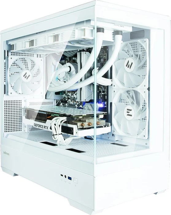 Zalman P30 White, weiß, Glasfenster