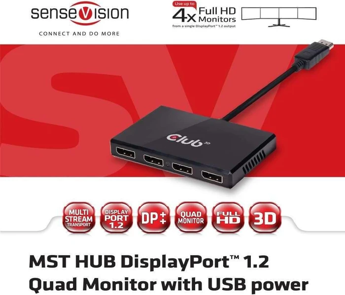 Club 3D MST-Hub DisplayPort auf 4x DisplayPort