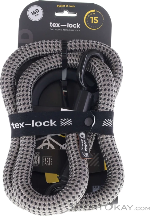 tex-lock eyelet D-Lock 160cm Textilschloss, Schlüssel electric grey