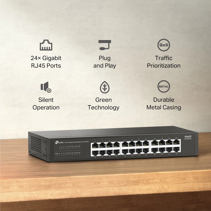 TP-Link LS100 LiteWave Desktop Gigabit Switch, 24x RJ-45