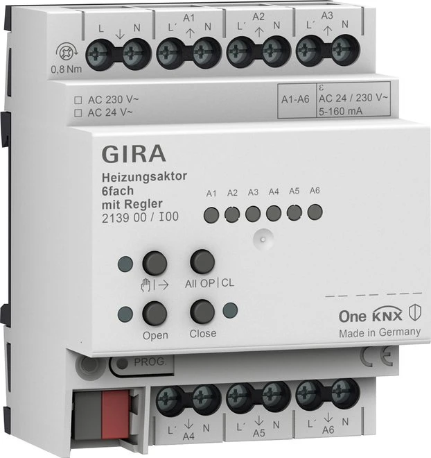 Gira KNX Heizungsaktor 6-fach Standard, 16A, 4TE REG, Schaltaktor