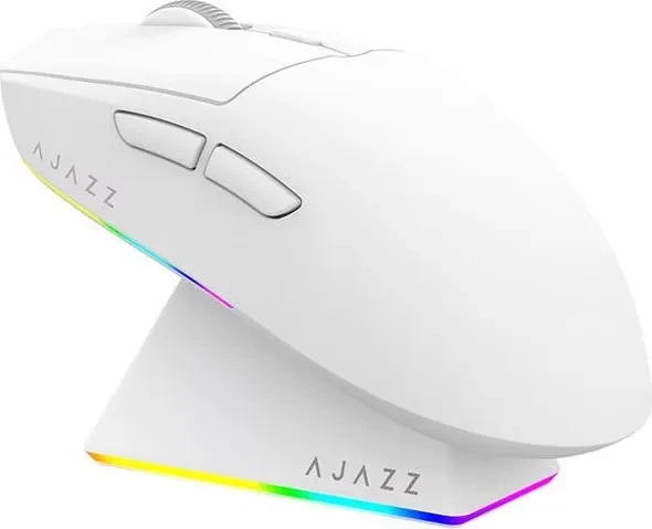 Ajazz AJ139 V2 MC Gaming Mouse mit Ladestation, weiß, USB/Bluetooth