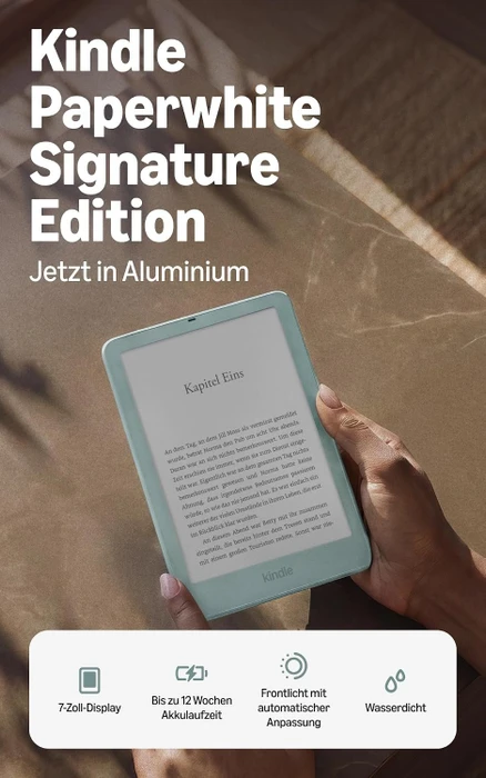 Amazon Kindle Paperwhite 13. Gen Signature Edition, Meerglasgrün, 32GB Flash, ohne Werbung [2026]