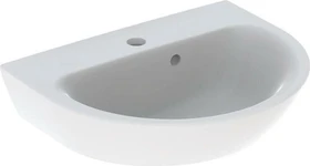 Geberit Renova Handwaschbecken 50cm, Hahnloch mittig, mit Überlauf, weiß