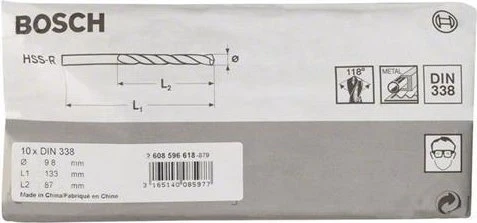 Bosch Professional HSS-R Spiralbohrer, 9.8x87x133mm, 10 Stück