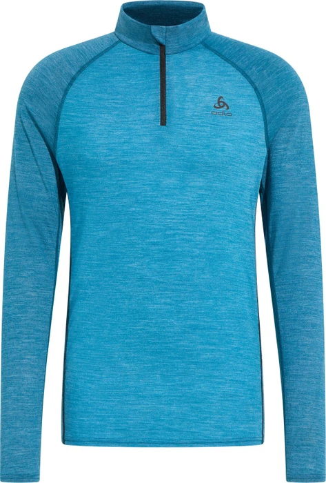Odlo Performance Wool 150 Baselayer Halfzip Funktionsshirt langarm saxony blue/deep dive melange (Herren)