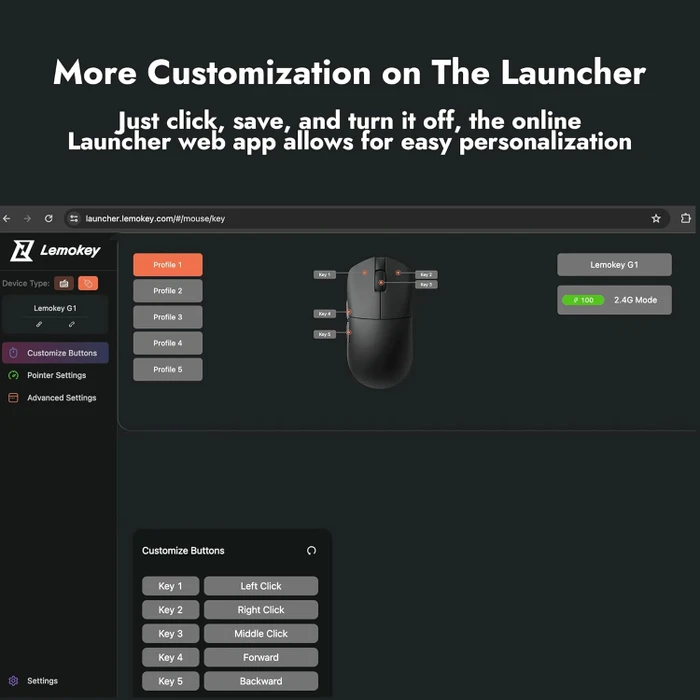 Keychron Lemokey G1 8K Wireless Mouse schwarz, USB/Bluetooth