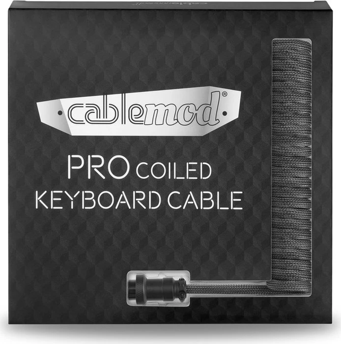 CableMod Pro Coiled Keyboard Cable USB Micro-B auf USB-A, Tastaturkabel (Spiral-Textilkabel), 1.5m, Carbon Grey