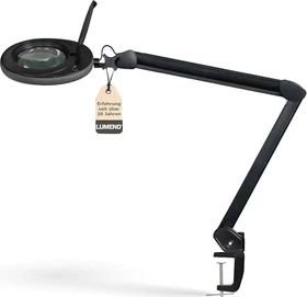 Lumeno LED Lupenleuchte 7213, 3 Dioptrien, 1.75x, mit Tischklemme schwarz