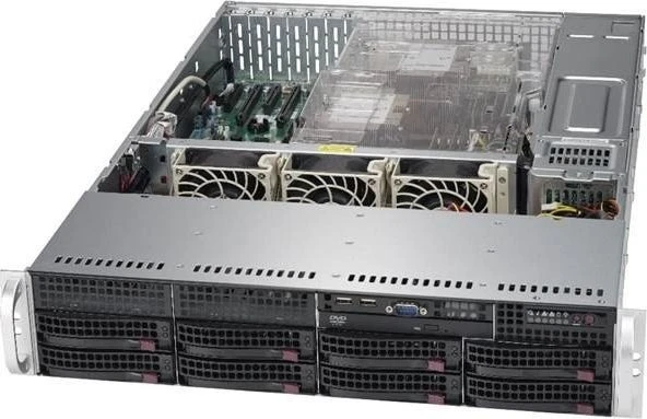 Supermicro SuperChassis 825TQC-R1K03LPB, grau/schwarz, 2HE, 1x 1000W redundant