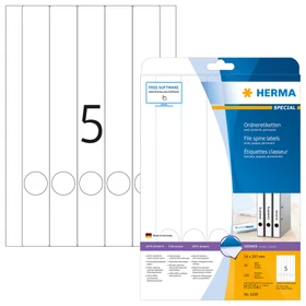 Herma Ordneretiketten, 34x297mm, weiß, matt, 25 Blatt (125 Etiketten)