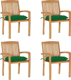 vidaXL Teak Stapelsessel grün, 4 Stück