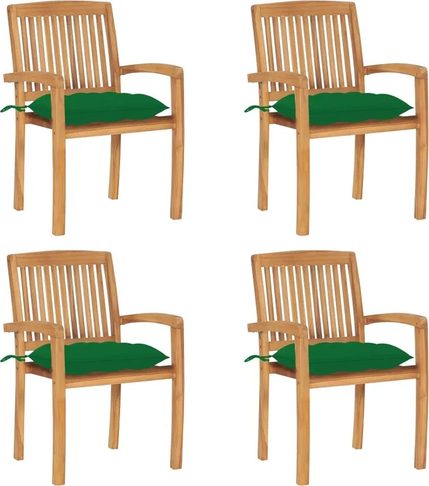 vidaXL Teak Stapelsessel grün, 4 Stück